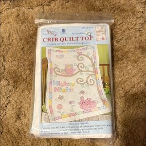Crib quilt top Owl and Friends